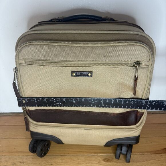 L.L. Bean Small Luggage Carry On With 360 4 Wheels Spinner Tan Canvas Suitcase - Picture 6 of 12